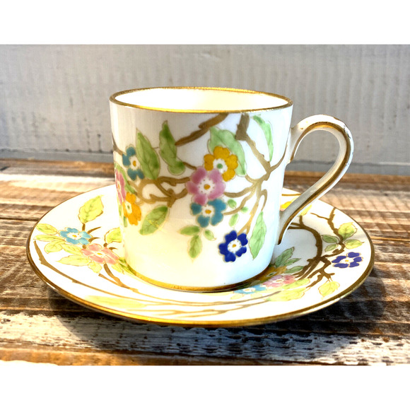 Vintage Hammersley "Stoke-on-Trent" Floral Demitasse Tea Cup & Saucer England - Picture 3 of 12